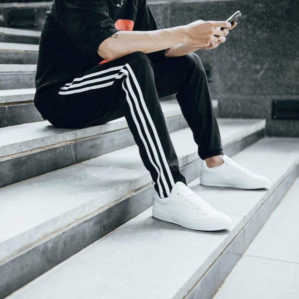 Quần jogger nỉ đen 3 sọc trắng ống suông hà nội