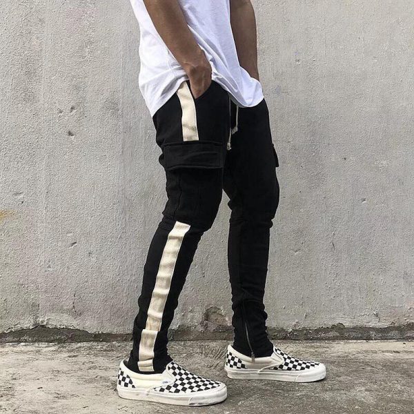 Quần track pants kaki đen 1 sọc trắng túi hộp hà nội