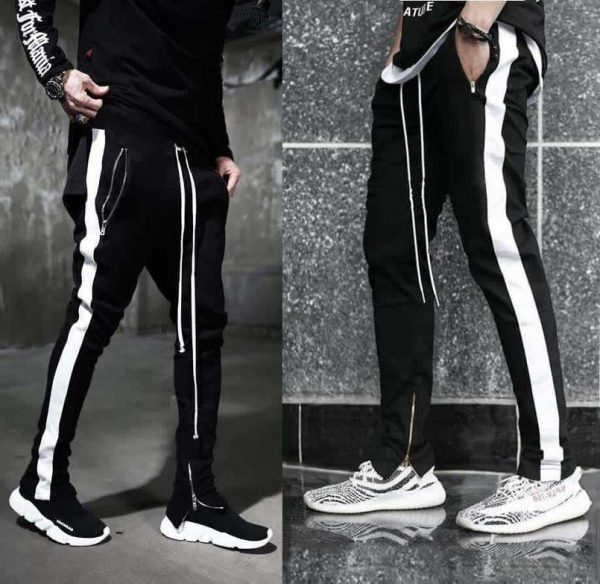 Quần track pants đen 1 sọc trắng zip hà nội