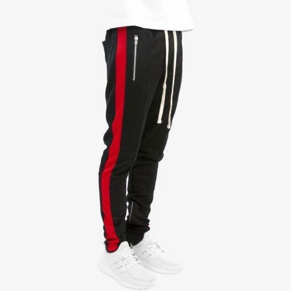 Quần track pants nỉ đen 1 sọc đỏ hà nội