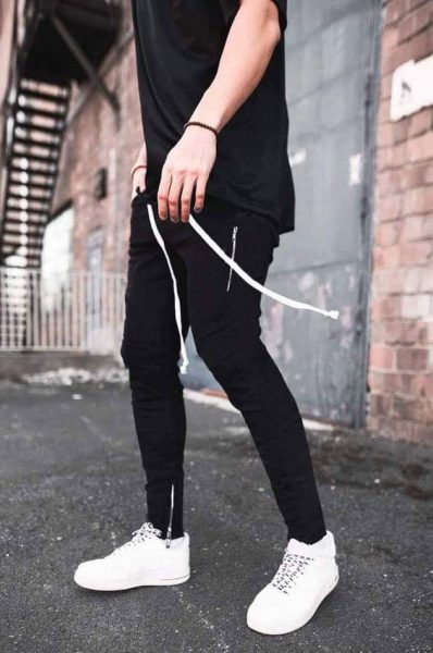 Quần track pants kaki đen trơn zip hà nội